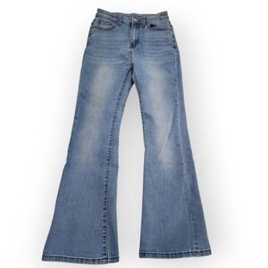 Flare Jeans Womens Petite Small Blue High Waisted Retro Boho y2k style stretchy